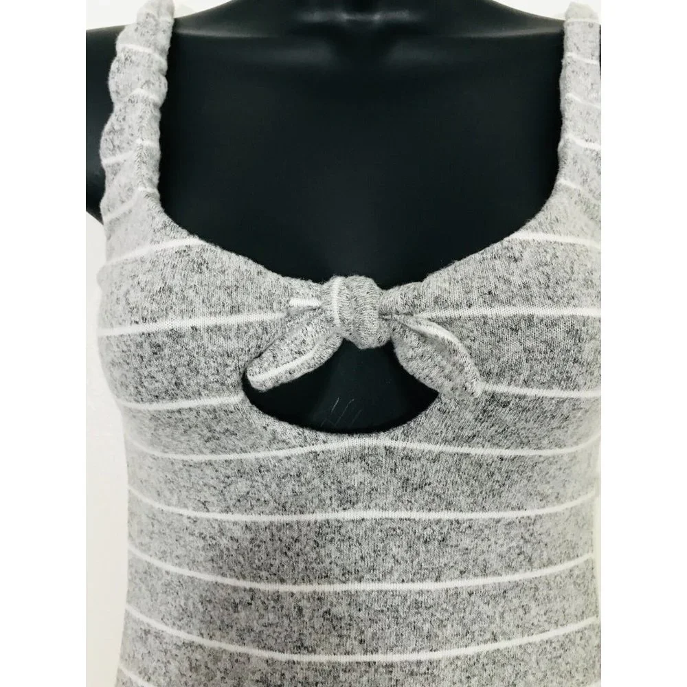 BEACH BUNNY Swimwear Peyton Bodysuit Grey Cheeky Bow Keyhole, S NWT - Picture 6 of 12